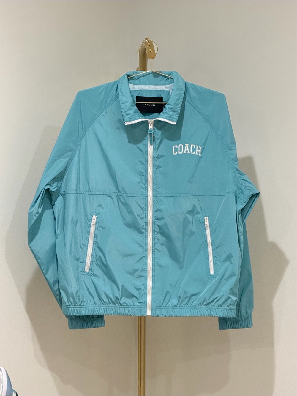 Coach Men’s Turquoise Lightweight Zip Windbreaker Jacket